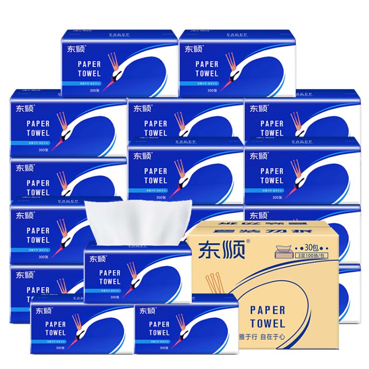 顺清柔抽纸 天鹅倍柔系列 3层100抽*30包抽取式面巾纸（整箱销售）