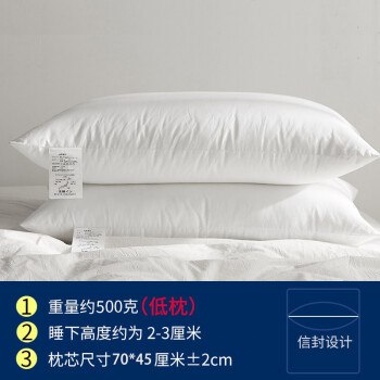 【京东】五星级酒店同款  高级羽丝绒枕芯 2只装（70x45cm）