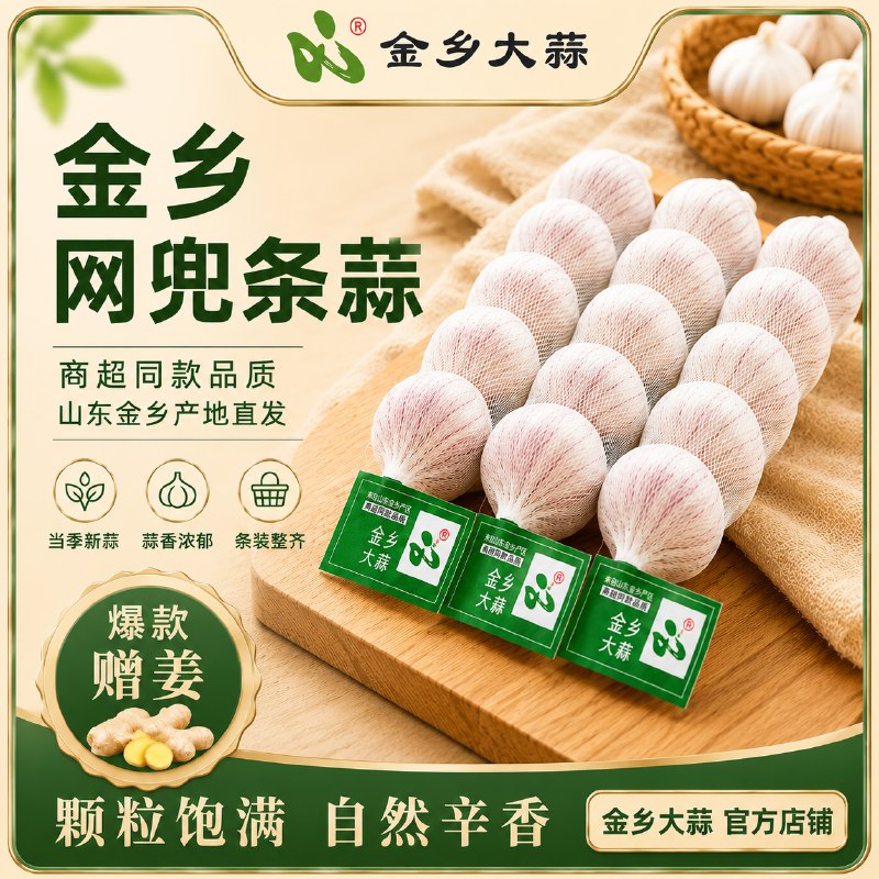 金乡 紫皮干蒜 5条/净1100g+拍下【14.69元】，赠姜250g