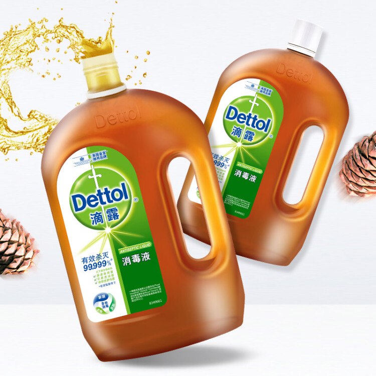 滴露Dettol 消毒液 1.8L*2 杀菌除螨 儿童宝宝内衣 家居室内 宠物猫狗环境消毒 消毒水 衣物除菌剂 