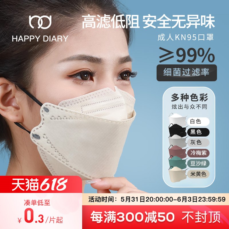 20点开始 凑单到手4.99.9亓 新款网红 独立包装莫兰3D立体KN95口罩30只(4LWs2Oc6CvW)/