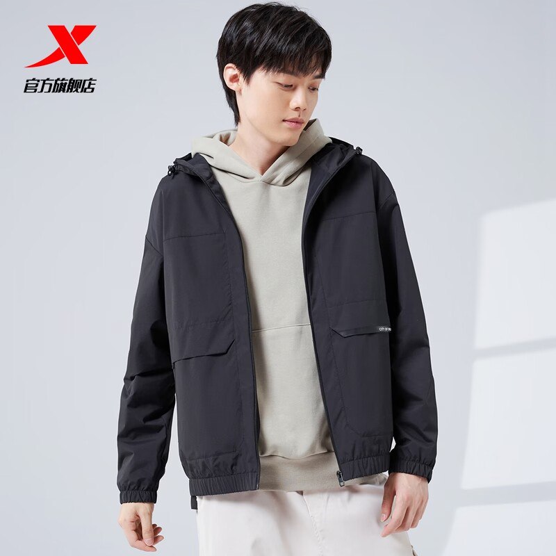 1.领券 加购物车1件【特步服饰旗舰店】特步双层连帽风衣夹克(ObeE2DHRQ7X)/ CZ11