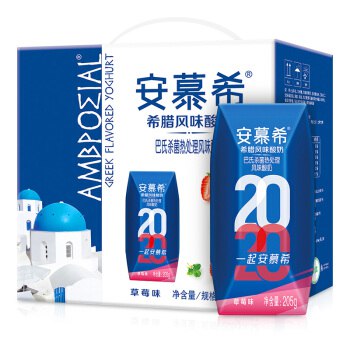 伊利 安慕希希腊风味常温酸奶草莓味205g×12盒/箱（礼盒装）