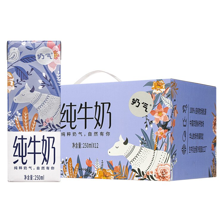 华山牧 奶气纯牛奶早餐牛奶 250ml*12盒 