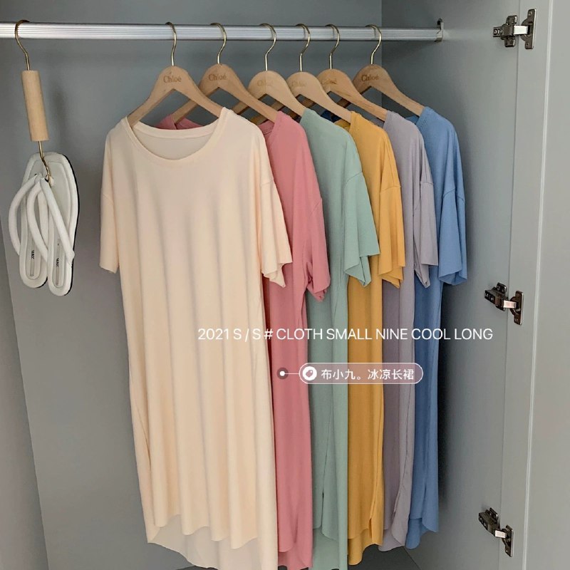 19.9元 芦枞旗舰店春夏薄款圆领冰丝睡裙)5SyrdNIu94o)/ CZ11/亲肤透气，出汗了也不贴身