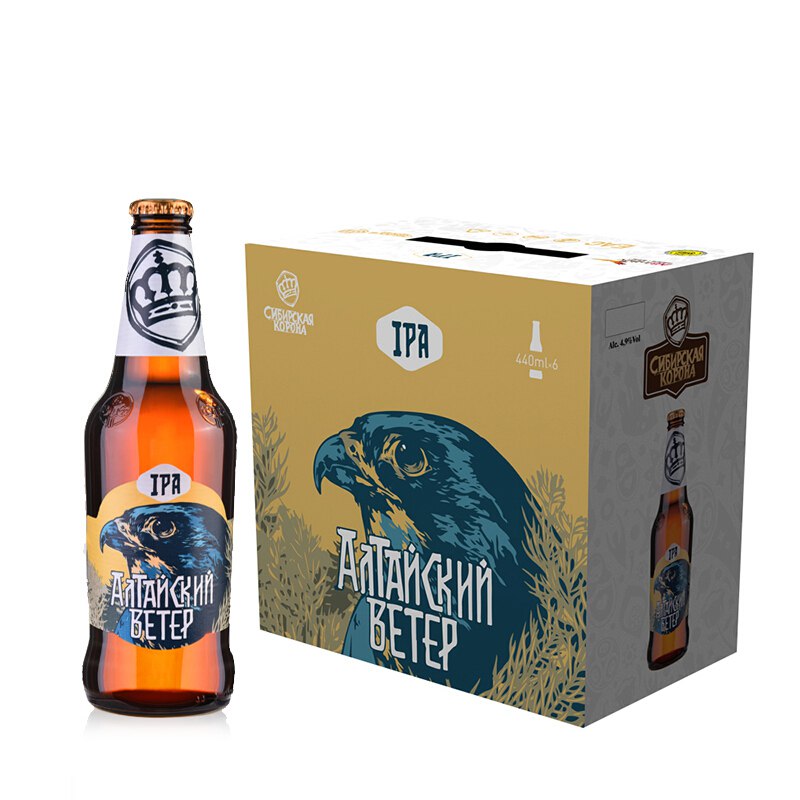 进口啤酒俄罗斯王冠 IPA 440ml 6瓶整箱装
