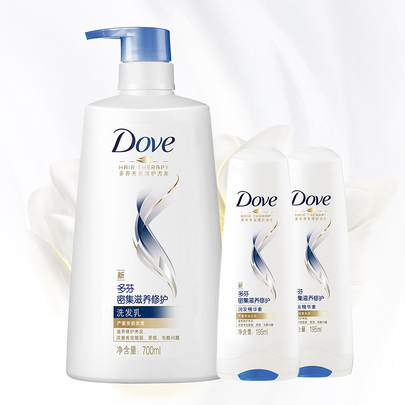 【京东plus】多芬（洗发乳700ml+润发精华素195mlx2）*3件 81.75元（合27.25元/件）