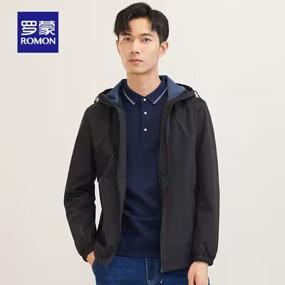 99元 罗蒙旗舰店男士夹克衫2022春秋新款百搭休闲上衣(HKON2Fl5i4i)/