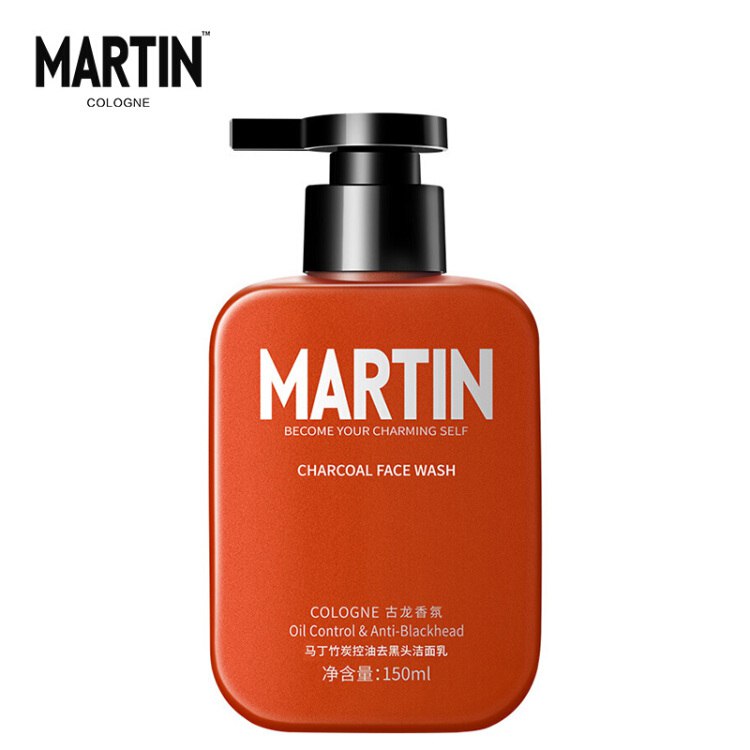 马丁男士古龙香氛洗面奶男士竹炭控油去黑头洁面乳150ml