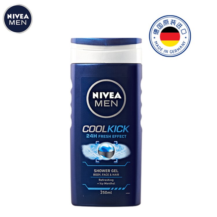 妮维雅（NIVEA） 动能冰爽男士沐浴露250ml 洁面洗发沐浴三合一 