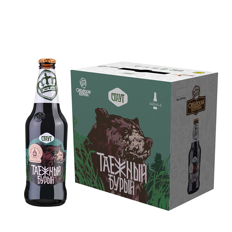 进口啤酒俄罗斯王冠 烈性世涛精酿 440ml 6瓶整箱装