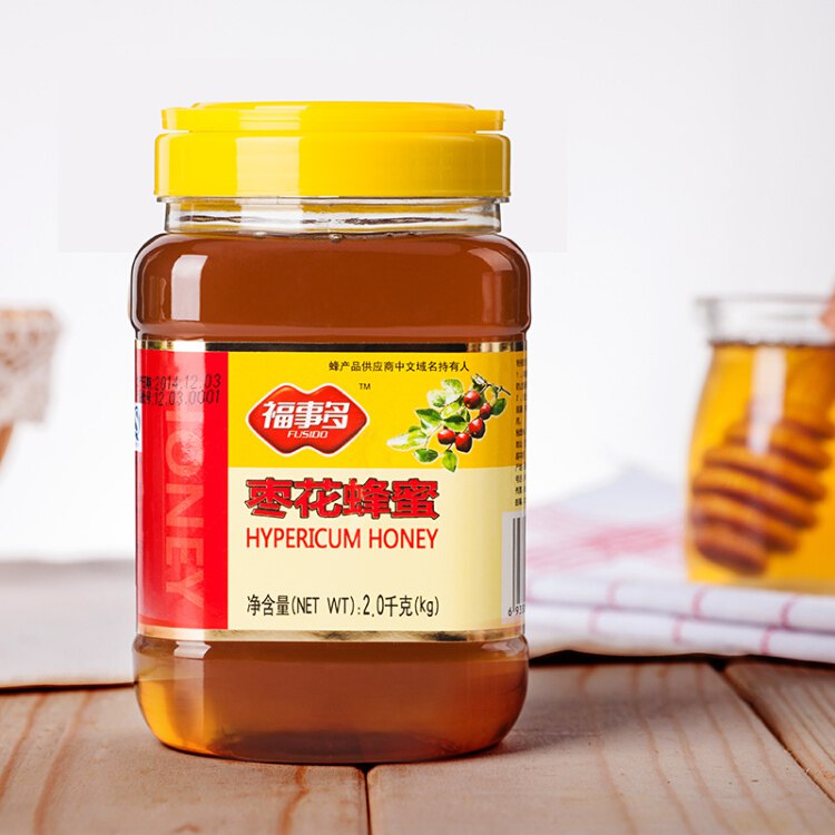 福事多 枣花蜂蜜2000g 大瓶装液态蜜 
