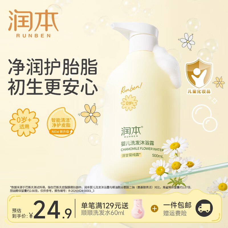 润本 儿童沐浴洗发二合一500ml（0岁+）