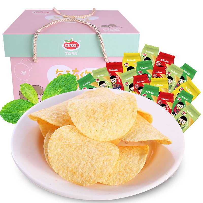 【京东】口水娃 休闲零食 零食薯片大礼包1000g 