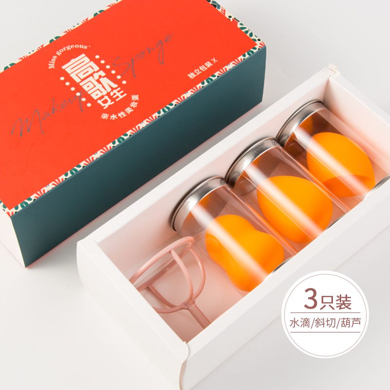 干湿两用美妆蛋超软不吃粉彩妆化妆蛋蛋学生葫芦斜切粉扑海绵套装