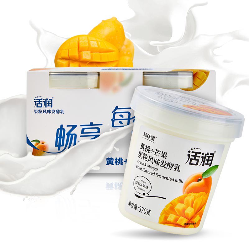 新希望活润大果粒黄桃+芒果370g 2风味发酵乳酸奶酸牛奶