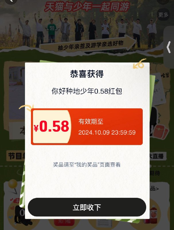 tb搜：和少年同游概率中小虹包