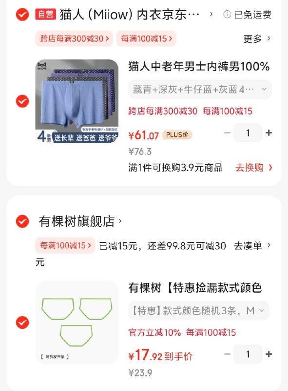 先领100-15补贴卷