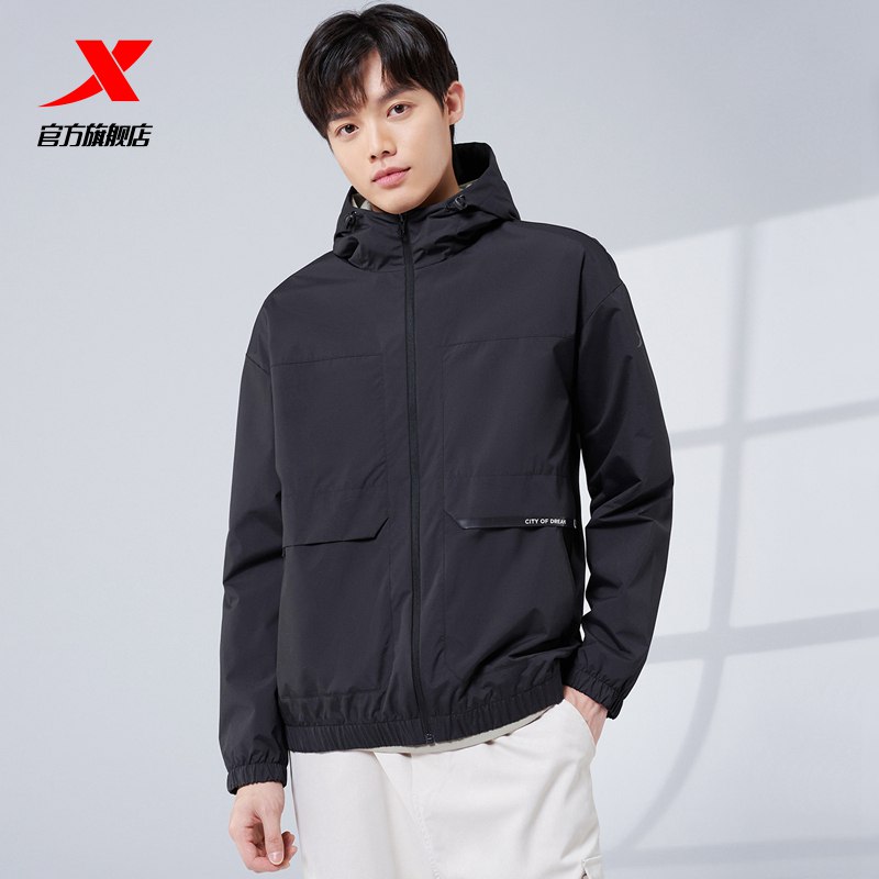 0点开始 领券后 199元【特步服饰旗舰店】秋季新款连帽双层风衣外套(bokM2FQJFIy)/男生可以看看 两种色可选！