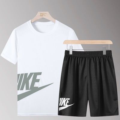 一套】男士短袖t恤运动套装潮牌潮流衣服夏季宽松打底衫半袖潮ins9.8元