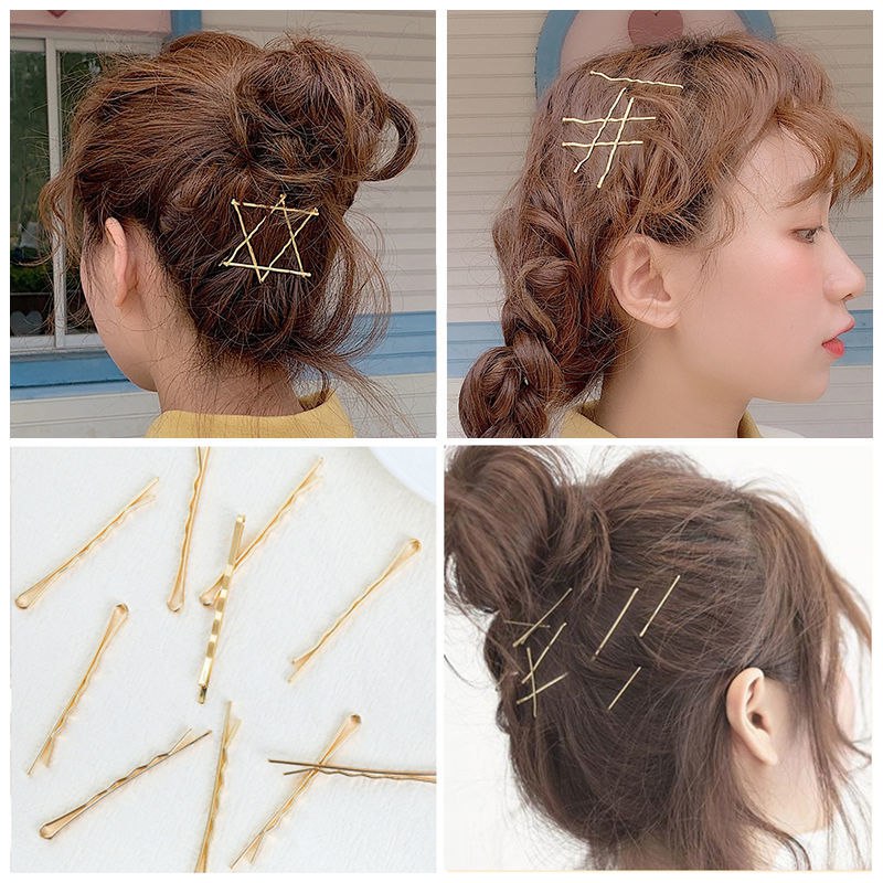 一字夹金色简约发夹刘海碎发边夹发卡少女心日系韩版网红丸子头饰