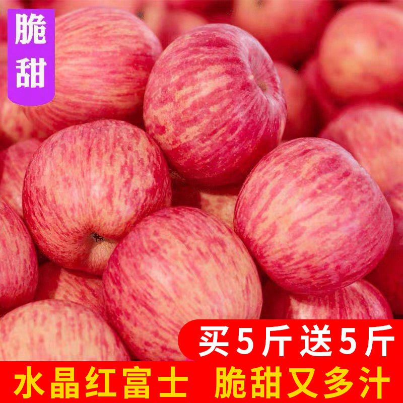 山东红富士苹果正宗冰糖心苹果脆甜苹果水果一整箱批发5斤10包邮18.9元