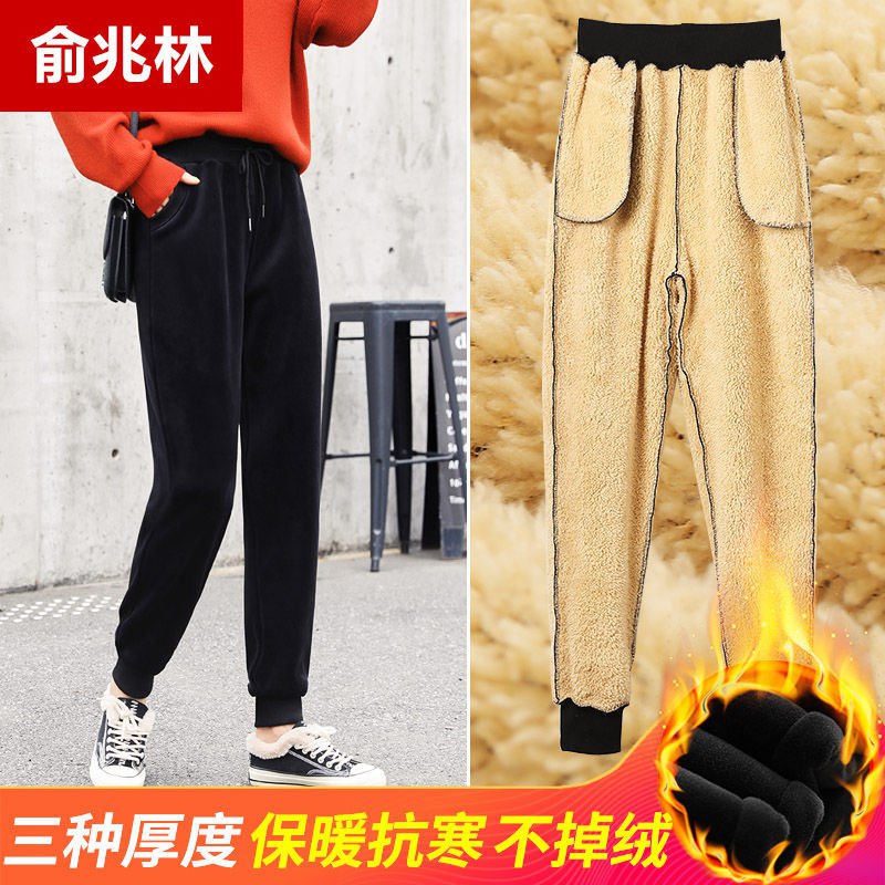 秋冬裤子女金丝绒运动裤宽松学生卫裤小脚休闲裤冬季加绒/不加绒，6.9元