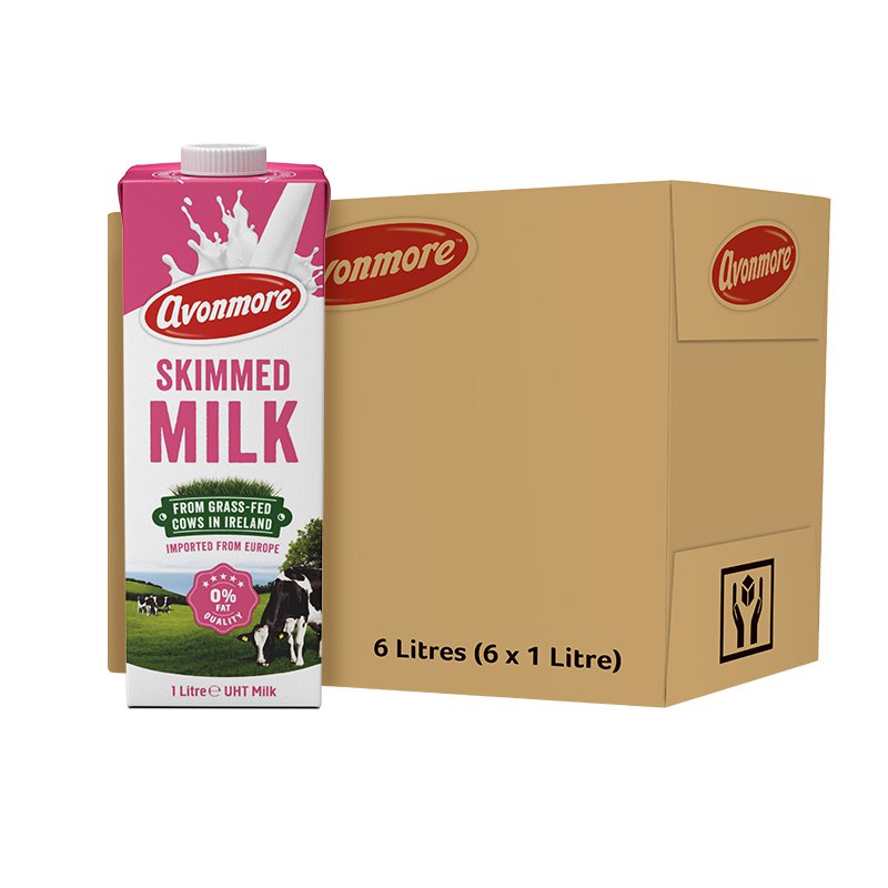 京东国际 爱尔兰进口牛奶 艾恩摩尔（AVONMORE）脱脂牛奶 进口草饲 1L*6 整箱装