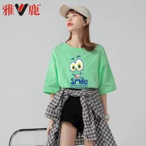 2件 拍2件 29.9💵【雅鹿】雅鹿女士落肩宽松短袖共2件)3sD8dGAQHaD)/ CZ11//100%纯棉 面料亲肤透气 款式多