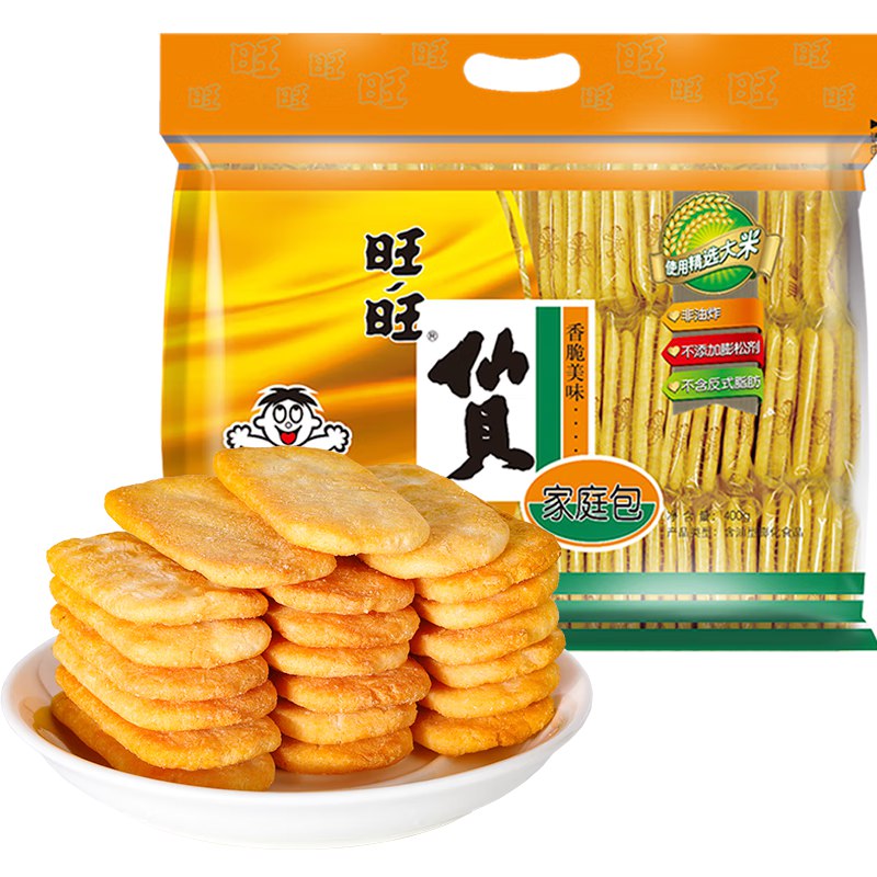 微信搜：微信支付小程序右下角“摇优惠”今日概率得10-3京 东购物小程序卷旺旺 仙贝原味 400g跳转京东app浏览详情页或加购物车砸金蛋如有砸20-5券京东购物小程序下单叠1首单【6.48】返4卡