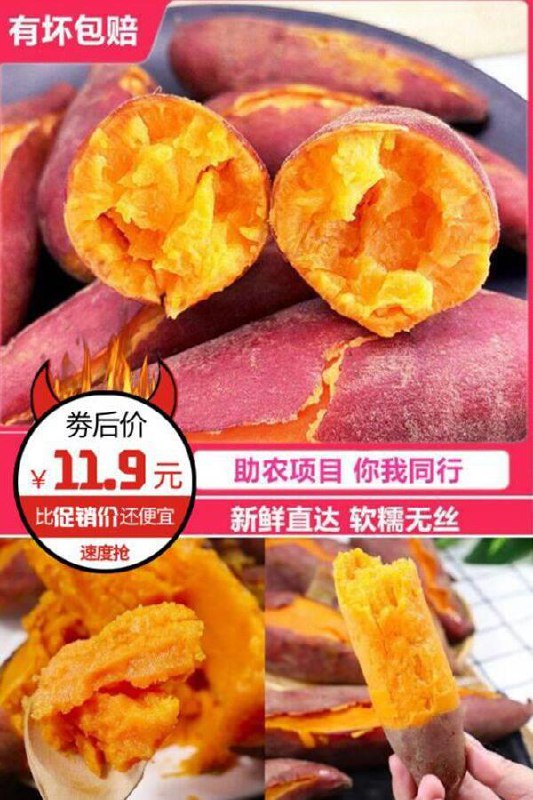 河南农家新鲜黄心小番薯5斤原价16.9元【券后11.9元】包邮
