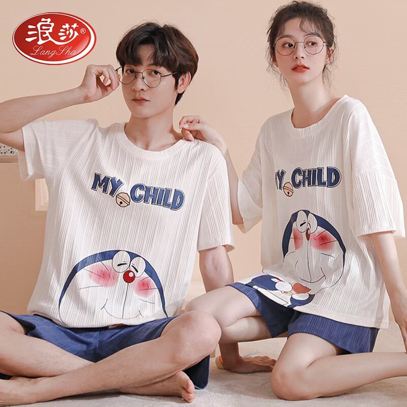 0点开始 29.9元【浪莎大牌】夏季纯棉短袖短裤情侣家居服)nTEbd9VOrFp)/ CZ1111/萌趣可爱印花，居家外穿都可情侣一起穿！超多款可选！