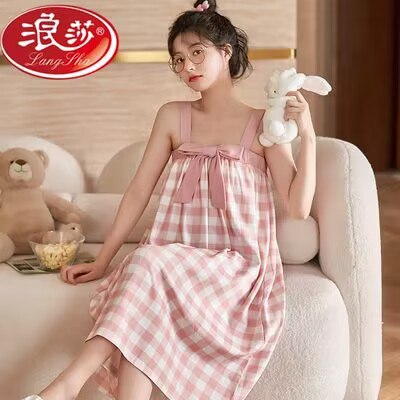 0点开始 19.9💵【浪莎大牌】夏季薄款可爱吊带纯棉睡衣裙)rmYOdIetRrb)/ CZ11//