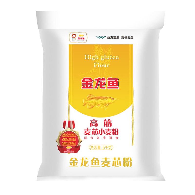 龙鱼 面粉 高筋面粉 高筋麦芯小麦粉5kg 15.9亓