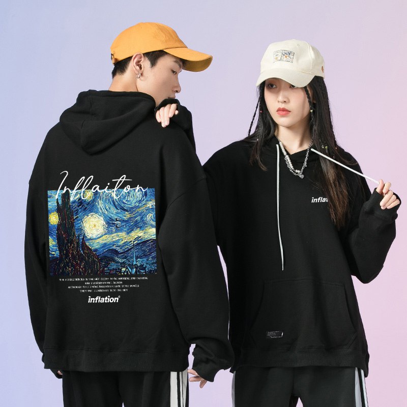 49.9元【inflation&联名款】星空油画印花国潮男女连帽卫衣(kRna2ZFtn33)/ 得物同款199元/件 今年特别火款式超多超好看  缺卫衣的挑挑