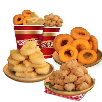 【京东】博远 休闲食品零食小吃 家庭桶 套餐一（盐酥鸡+原味鸡块+洋葱圈）1200g