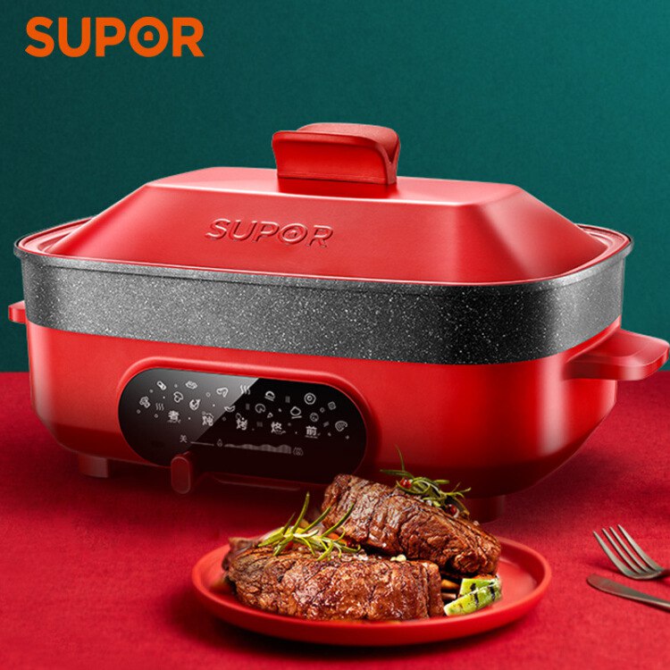 苏泊尔 SUPOR电烧烤锅电火锅家用群电蒸锅 煎烤机85MM加深 多功能家用料理锅网红锅JD3424D808