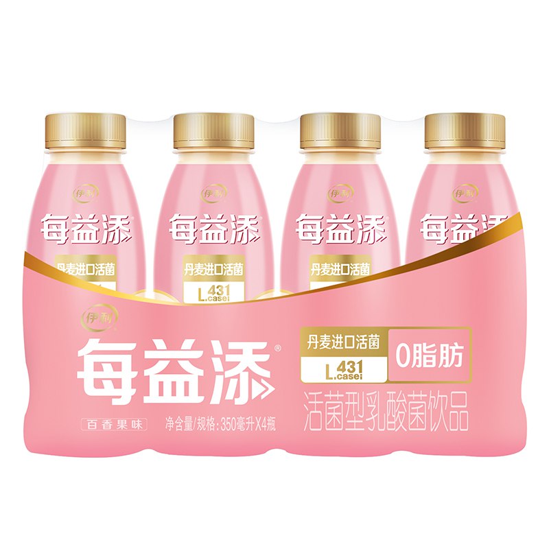 伊利每益添0脂肪百香果味350ml 4进口活菌