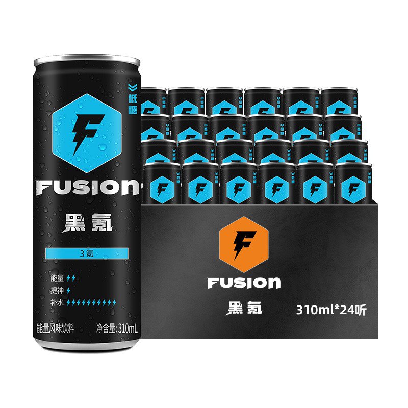 页面下领169-30券【京东自营】FUSION 黑氪 气泡运动功能饮料 白桃味 310ml 24听