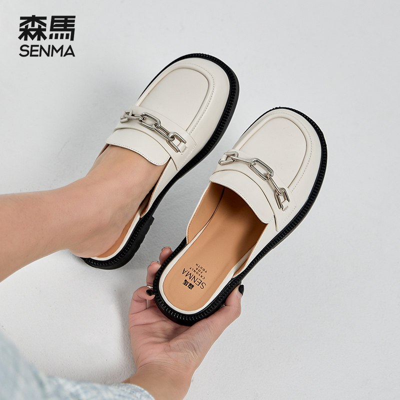 79元 森马outlets店森马女士百搭外穿半拖小皮鞋￥mwTW2ikjsDa￥/