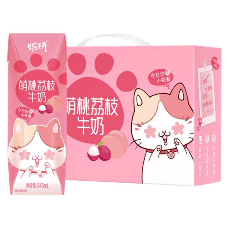 蒙牛奶特牛奶萌桃荔枝味全脂调制乳利乐钻243ml*12包北京等地区29.9元