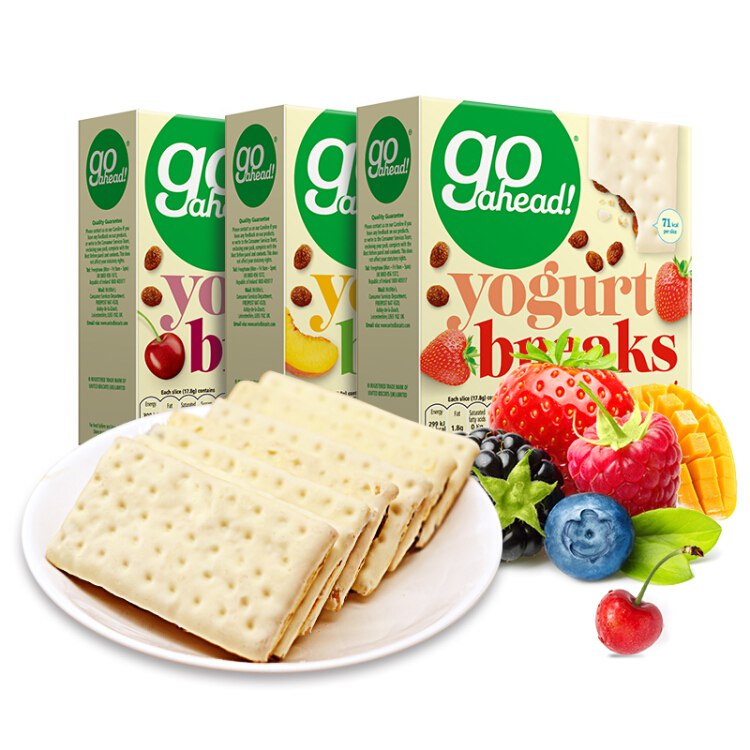 【京东自营】英国进口果悠萃（goahead）酸奶涂层水果夹心饼干（草莓/车厘子/热带水果)组合装534gPlus领200-10全品：