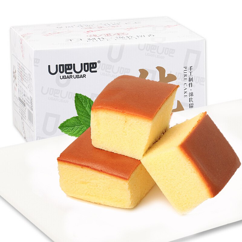 【京东】U吧U吧  早餐食品饼干糕点办公室网红零食口袋手撕面包三明治  纯蛋糕整箱750g