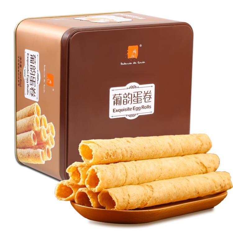 葡韵手信蛋卷休闲零食澳门特产铁罐家庭装饼干糕点原味蛋卷400g