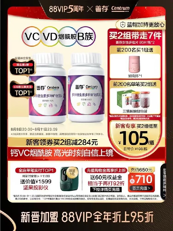 1.领券 加购物车1件【善存官方旗舰店】善存女士维生素e维b维c80片)c0kpdEkWaSU)/ CZ11//含有22种维生素和矿物质~加强五种特需营养 每日一片超级巨头药企出品 放心靠谱！