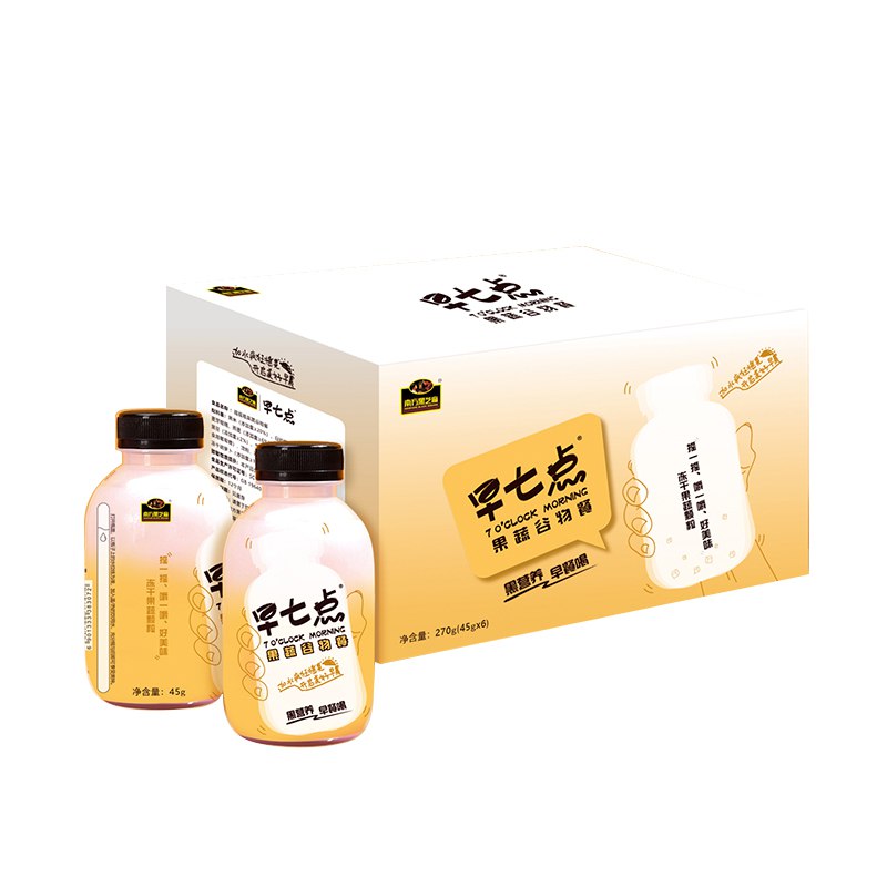 南方黑芝麻糊早七点摇摇瓶果蔬谷物餐45g 6瓶