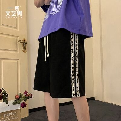 25亓  一条文艺男！港风Ins直筒复古休闲五分裤(v7EN2NOVXOZ)/   百万粉丝大店 它家东西不错便宜好看系列 黑色这窾好看