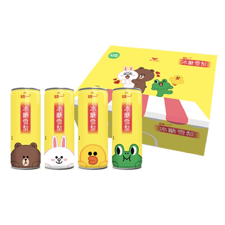统一 冰糖雪梨 LINE FRIENDS 合作款 群真梨真汁润 梨汁饮料 罐装 245ml*20罐 
